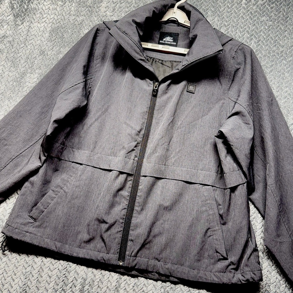 Rip Curl Anti Series Jacket Large Gray Hooded Windbreaker Surf Unisex Coastal